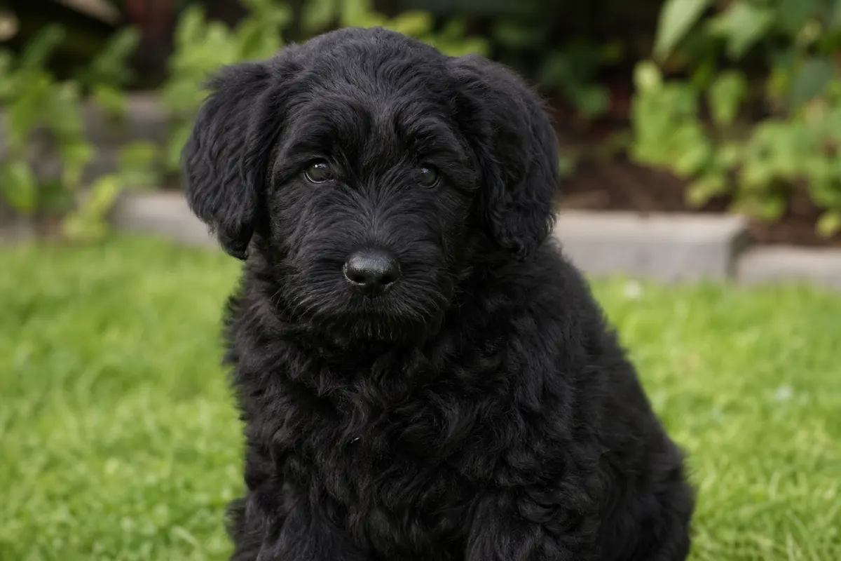 Porträt eines jungen Schwarzen Russischen Terriers